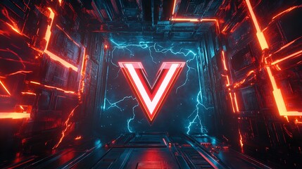 Dynamic a vs logo featuring holographic effects and lightning for cyber sport tournament displays