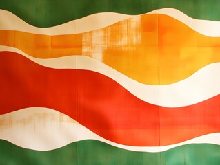 Abstract Wavy Stripes Red Orange Green White Fabric Texture