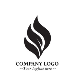 Leaf Logo Symbol Black on White Background in Elegant Minimalist Vector Design for Eco Branding