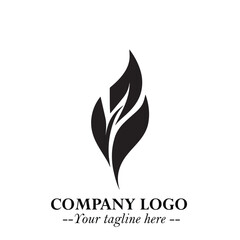 Leaf Logo Symbol Black on White Background in Elegant Minimalist Vector Design for Eco Branding