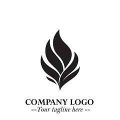 Leaf Logo Symbol Black on White Background in Elegant Minimalist Vector Design for Eco Branding