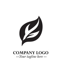 Leaf Logo Symbol Black on White Background in Elegant Minimalist Vector Design for Eco Branding