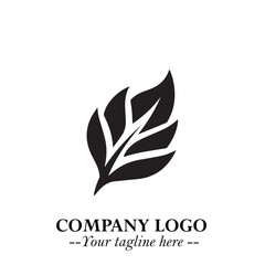 Leaf Logo Symbol Black on White Background in Elegant Minimalist Vector Design for Eco Branding
