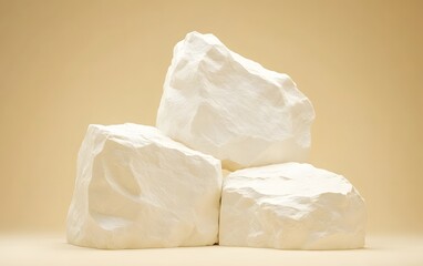 Three White Rocks Minimalist Product Display Background