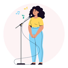 Singing into a Microphone PNG file on transparent background.