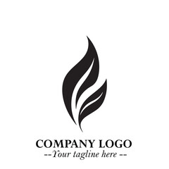 Obraz premium Leaf Logo Symbol Black on White Background in Elegant Minimalist Vector Design for Eco Branding