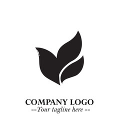 Leaf Logo Symbol Black on White Background in Elegant Minimalist Vector Design for Eco Branding