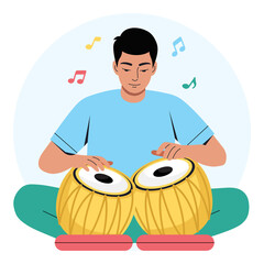 Playing the Tabla PNG file on transparent background.