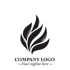 Leaf Logo Symbol Black on White Background in Elegant Minimalist Vector Design for Eco Branding