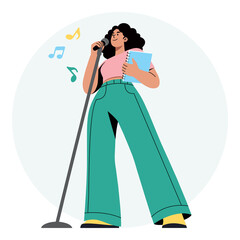 Singing Confidently On-Stage PNG file on transparent background.