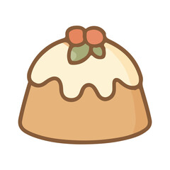 Cute Kawaii Christmas Pudding Illustration