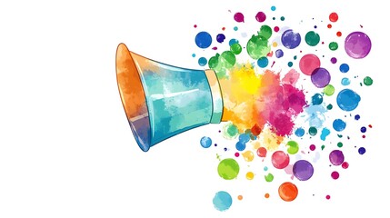 Vibrant Communication Color Burst  Megaphone Art