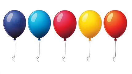 Vibrant color balloons isolated against white background illustration concept