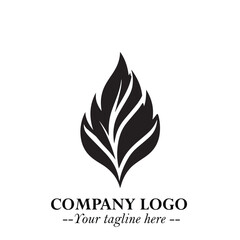 Leaf Logo Symbol Black on White Background in Elegant Minimalist Vector Design for Eco Branding