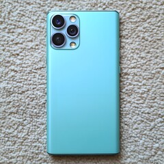 Teal Smartphone Back Triple Camera Lens Detail Shot