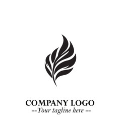 Leaf Logo Symbol Black on White Background in Elegant Minimalist Vector Design for Eco Branding