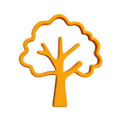 Obraz premium Stylized golden-orange tree icon; simple, rounded lines; cartoonish, minimal design; thick trunk, small branches; autumnal feel