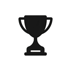 A dark gray silhouette of a classic trophy with two handles and a pedestal base, set against a black background