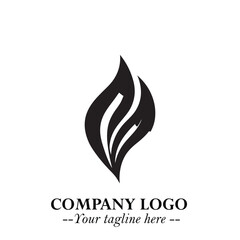 Leaf Logo Symbol Black on White Background in Elegant Minimalist Vector Design for Eco Branding