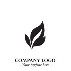 Leaf Logo Symbol Black on White Background in Elegant Minimalist Vector Design for Eco Branding