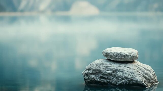 Stones balancing on water creating zen harmony