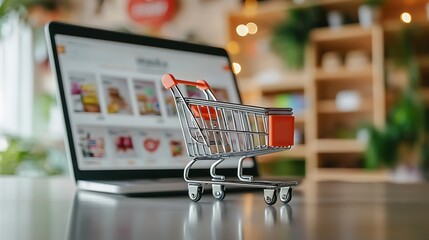 Ecommerce Retail Laptop  Digital Shopping Cart