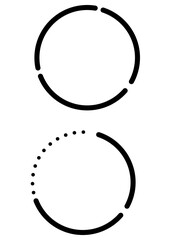 途切れと点線で構成された円形のフレームセット