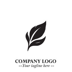 Leaf Logo Symbol Black on White Background in Elegant Minimalist Vector Design for Eco Branding