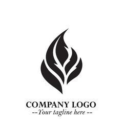 Leaf Logo Symbol Black on White Background in Elegant Minimalist Vector Design for Eco Branding