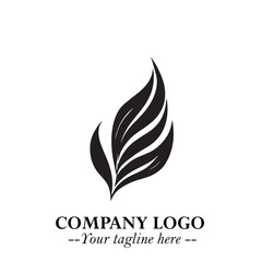 Leaf Logo Symbol Black on White Background in Elegant Minimalist Vector Design for Eco Branding