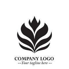 Leaf Logo Symbol Black on White Background in Elegant Minimalist Vector Design for Eco Branding