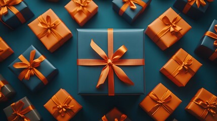 Elegant gift boxes with ribbons, festive and neatly wrapped presents for celebrations