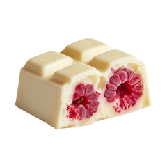 Delicious one White Chocolate Candy with Raspberry on transparent background