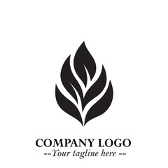 Leaf Logo Symbol Black on White Background in Elegant Minimalist Vector Design for Eco Branding