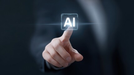 A person is pointing at a symbol that says AI