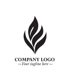 Leaf Logo Symbol Black on White Background in Elegant Minimalist Vector Design for Eco Branding