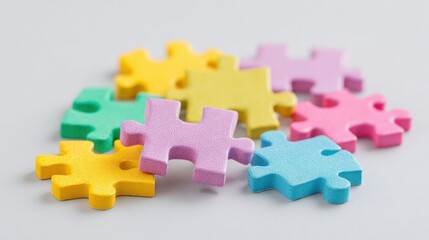 Obraz premium A colorful jigsaw puzzle with a yellow piece on the bottom