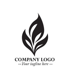 Leaf Logo Symbol Black on White Background in Elegant Minimalist Vector Design for Eco Branding