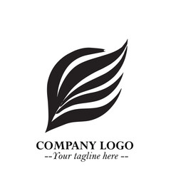 Leaf Logo Symbol Black on White Background in Elegant Minimalist Vector Design for Eco Branding