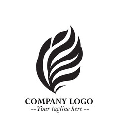 Leaf Logo Symbol Black on White Background in Elegant Minimalist Vector Design for Eco Branding