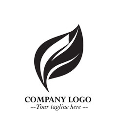 Leaf Logo Symbol Black on White Background in Elegant Minimalist Vector Design for Eco Branding
