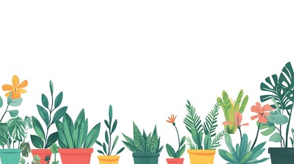 Lush Potted Plants  Foliage Illustration for Design