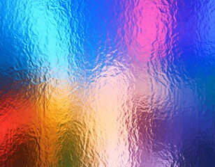 Vibrant Wavy Glass Texture with Reflections and Iridescent Light Abstract Background