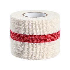 Elastic Adhesive Bandage Roll with Red Stripe on transparent background