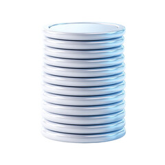 Obraz premium A digitally rendered stack of numerous smooth, off-white, cylindrical discs, slightly glowing at the edges