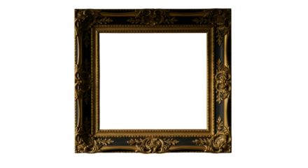 Ornate Gold Black Frame Realistic Transparent Background
