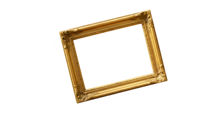 Ornate Gold Picture Frame Isolated Transparent Background Realistic