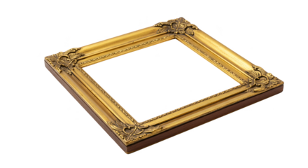 Ornate Gold Picture Frame Isolated Transparent Background Realistic Photo