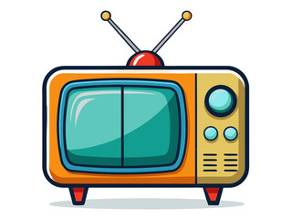 Vector illustration of an old television with antenna and control knobs, symbolizing vintage media, nostalgia, classic entertainment, and retro technology