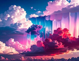 Vibrant Wavy Glass Texture with Reflections and Iridescent Light Abstract Background